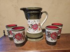 German Barware Beer Lemonade Pitcher Glasses Schramberg Tirol Rose Christmas