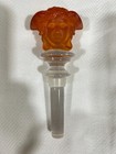 Versace Rosenthal Lead Crystal Frosted Orange amber Medusa Head Bottle Stopper
