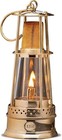 Oil Lamp - 10    Tall Miners Lamp With Brass Body  Glass Chimney  And Mesh Scre   