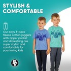 Brooklyn Vertical 3-pack Boys Fleece Cotton Joggers Sweatpants With Zipper   