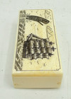 Vtg Scrimshaw Nautical Folk Art Sailor Clipper Ship   Whale Hinged Box  2 5  
