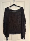 Women   s Scala Vintage 90s Black Sheer Beaded Poncho Formal One Size