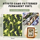 Camo Permanent Vinyl - 12 Sheets 12 X 10inches Colorful Camo Permanent Adhesi   