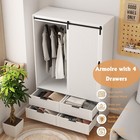 Tall Bedroom Armoire Wardrobe Closet Clothing Storage Cabinet With Hanging Rod