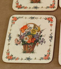 Pimpernel Set Of 6 Acrylic Cork Drink Coasters Baskets Of Flowers Floral English