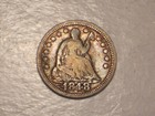 1848 Seated Liberty Half Dime  large Date  Rare    Attractive 