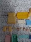 Vintage 1950s-1960s Louis Marx Dollhouse Furniture Lot Bedroom Cribs Living Room