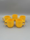 Vintage Rubbermaid Yellow Ribbed Stackable Cups Mugs W handle  3819 Lot Of 5