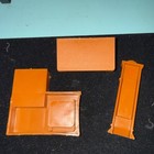 1950s 1960 Plastic Dollhouse Furniture Fireplace Couch Clock  Orange  3 Piece