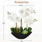 Orchid Fake Flowers 17in White Artificial Orchid Silk Flowers In Black Pot Faux