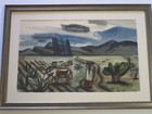 Mid Century Modern Painting Landscape Wpa Style Americana Modernism Vintage Old