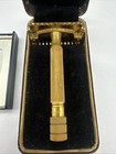 Vintage Gillette Sheraton Gold Tone Safety Razor Case   Blades
