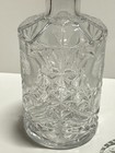 Vtg Cut Crystal Decanter W  Stopper Floral Etched Clear Glass Barware Eleganant