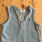 Nwt Polo Ralph Lauren Baby Light Blue Airplane Sleeveless Henley Romper 9m