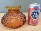 Vintage Diamond Quilted Amber Glass 6  Fitter Oil Lamp Shade