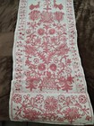 Vintage Table Runner - Coarse Linen Needlework - Cotton Embroidery Birds floral