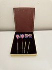 Vintage Brass Darts Set With Usa   Uk Flag Flight Steel Tip Retro Dartboard Game