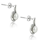 Sterling Silver White Freshwater Cultured Pearl   Diamond Accent Swirl Necklace