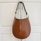 Frame Brown Crescent Shoulder Bag Gold Ring Hardware Coin Purse Adjustable Strap