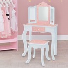 Teamson Kids Gisele 2-pc Twinkle Star Prints Wooden Vanity Set  White pink gold