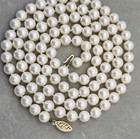 Vintage Akoya 6mm Pearl Necklace 14k Solid Yellow Gold Clasp 30 long