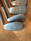 Antique Hickory Wood Shaft 8 Club Stainless Burke Iron Set Golf