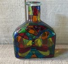 Vintage Faux Stained Glass Hand Painted Bottle Cruet Italy