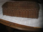 Small Antique Primitive Square Splint Wood Basket  10  Dark Patina