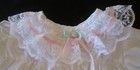 Vintage Baby Girls White   Pink Wide Lace   Ruffles Dress Sz 3-6 Mo