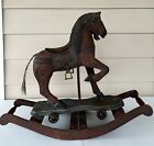 Rocking Horse Pull Horse Hand Carved Display Decor 19    H X 23    W