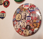 6 Vintage Campaign Pin Pinback Buttons Political Dewey Ike Nader Third Liberty