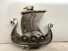 Norge Viking Ship Figurine Vintage   Hand Cast Pewter Norway