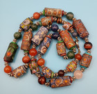 Vtg Venetian Millefiori Mosaic Glass Trade Beads Gemstones   Spacers Bohemian