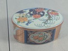 Vintage Daher Decorative Floral Design Oval Metal Tin Container Made In England