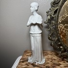 Vtg Art Deco Lady Figurine 1981 Mann Korea White Porcelain Gatsby Flapper Statue