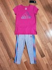 New Adidas Baby   Little Girl Cotton Tee   Capri Legging Set  Pink