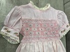 Vtg Polly Flinders Pink Hand Smocked Embroidered Dress Lace Collar Sz 5 Euc
