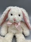 Russ Wabbit Bunny Rabbit Plush White Curly Fur Pink Satin Bow 11    Stuffed Animal