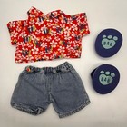 Build A Bear Vintage Floral Hawaiian Shirt Denim Shorts Flip Flop Teddy Outfit