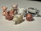 Miniature Pig Figurine Lot Of 7 Ceramic Glass Mixed Poses Piglet Collectibles