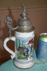 Antique Bavarian Regimental Military German Beer Stein  Porcelain  Litho   1902