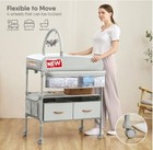 Portable Baby Changing Table - 2 Storage Baskets  Foldable  Waterproof  beige 