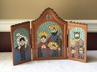Vintage South American Style Nativity Triptych     Tile On Clay Pottery