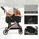 3-in-1 Foldable 4-wheel Dog Pet Stroller Lightweight With Basket   Cup Holder