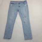 Levi s 711 Jeans Womens 32 Mid Rise Skinny Blue Denim 26  Inseam Distressed 