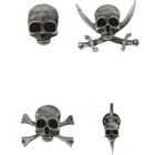 2pcs Antique Silver Gothic Skull And Cross Bones Brooch  Enamel Lapel Pins For B