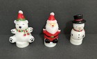 Flameless Real Wax Figurines 3 Pack Santa Snowman Polar Bear Candle Christmas