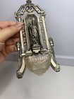 Vintage France Metal Holy Water Font Saint Wall Hanging Antique French Church