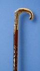 Solid Brass Handle Wooden Walking Stick Three Fold Cane Vintage Gentleman Gift  