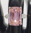 5 50 Ct Certified Emerald Cut Natural Pink Diamond Ring Vvs1 White Gold Finish